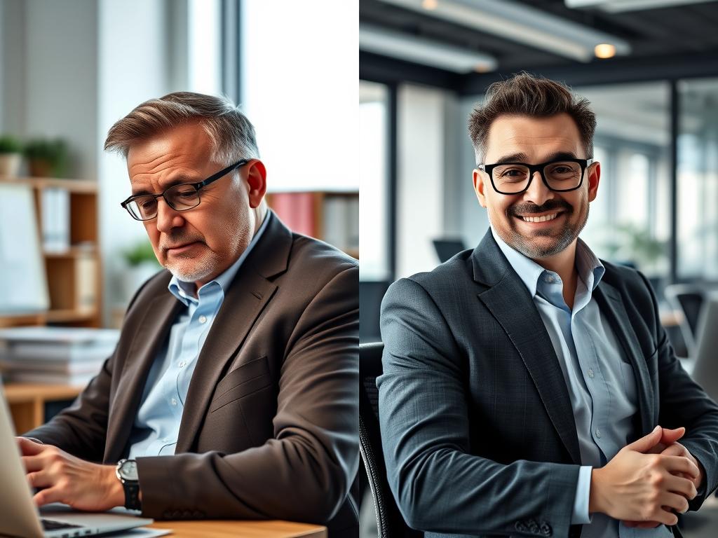 Before and after images showing John's transformation after using ForGeniusWave