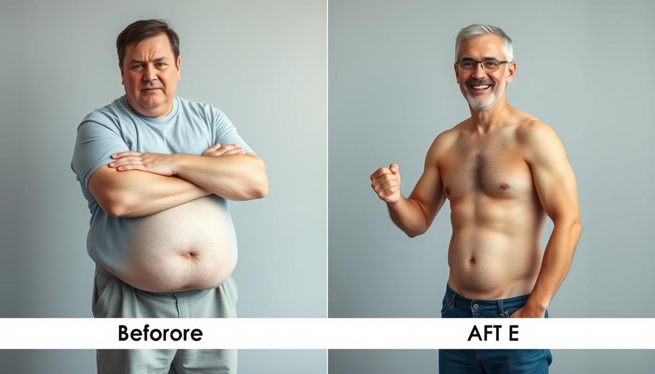 Before and after results of using HepatoBurn supplement for weight loss