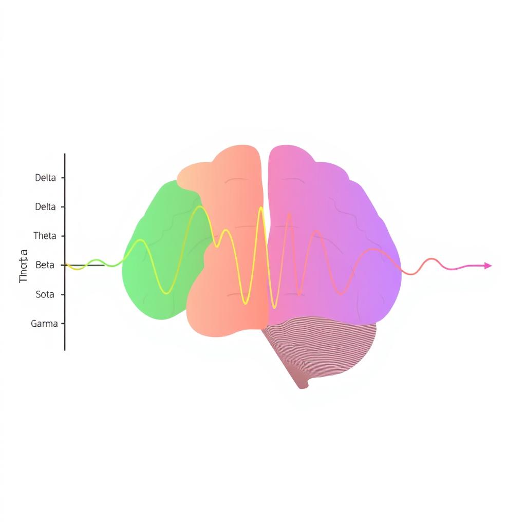 Diagram showing different brainwave patterns with Theta waves highlighted, part of the ForGeniusWave Success Story