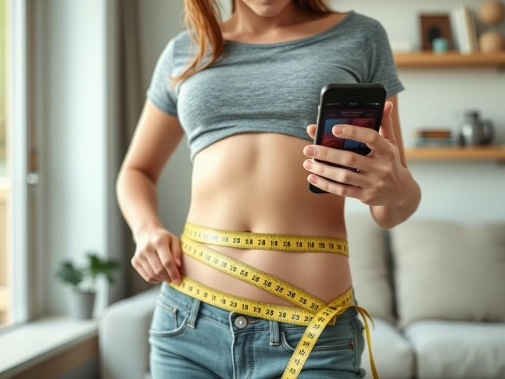 Woman taking measurements and progress photos instead of just weighing herself